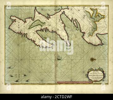 A new chart of the trading part of NEW FOUND LAND, still image, 1702 - 1707, Thornton, Samuel Stock Photo