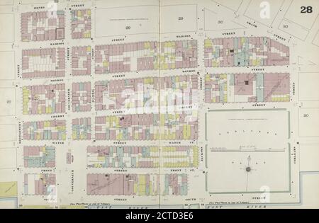 Manhattan, V. 1, Double Page Plate No. 28 Map bounded by Grand St., Corlears St., South St., Montgomery St., Henry St., still image, Maps, 1884- - 1894 Stock Photo