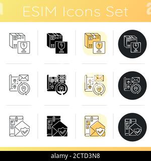 Post office icons set Stock Vector