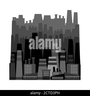 Big industrial factory. Large works pollution. vector illustration Stock Vector