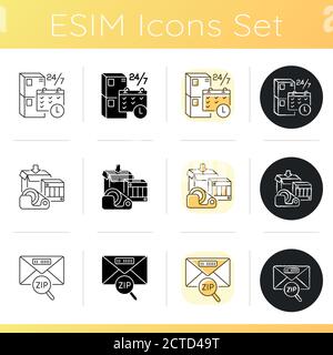 Freight transportation icons set Stock Vector