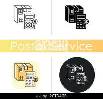 Calculating cargo price chalk white icons Stock Vector