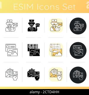 Courier delivery icons set Stock Vector