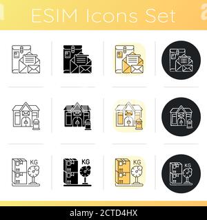 Mail services icons set Stock Vector
