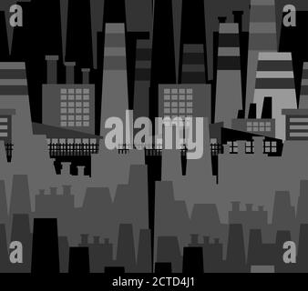 Big industrial factory pattern seamless. Large works pollution background. manufactured texture Stock Vector