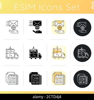 Postal shipping icons set Stock Vector