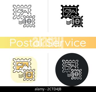 Postage stamps chalk white icon Stock Vector