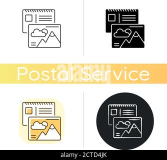 Postage cards chalk white icon Stock Vector