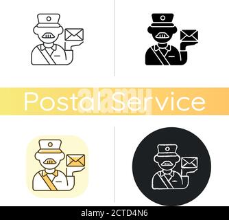 Postman chalk white icon Stock Vector