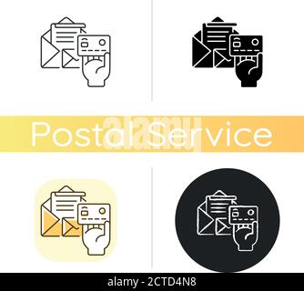 Postage payment chalk white icon Stock Vector