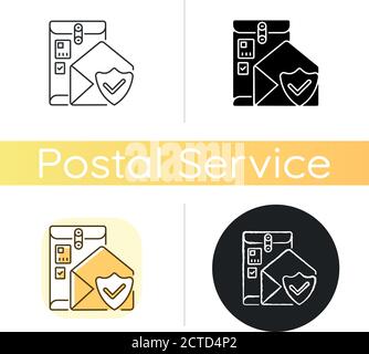 Cargo insurance chalk white icon Stock Vector