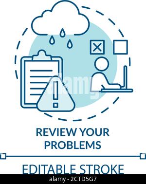 Review problems concept icon Stock Vector