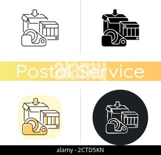 Shipping supplies chalk white icon Stock Vector