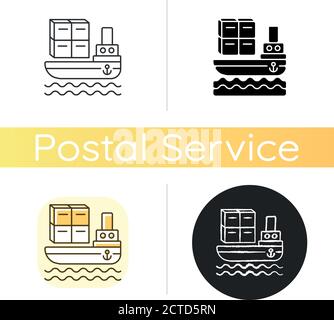Shipping by sea chalk white icon Stock Vector