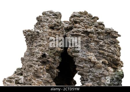 large stone on a white background in isolation Stock Photo