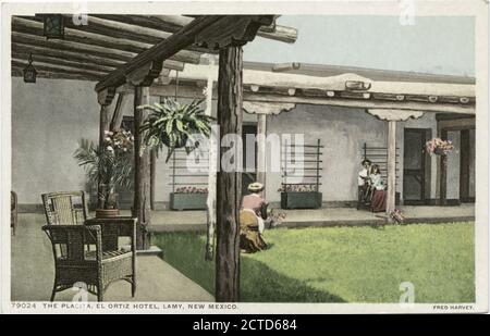 The Placita, El Ortiz Hotel, Lamy, N. M., still image, Postcards, 1898 - 1931 Stock Photo