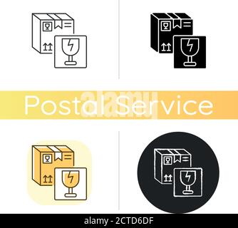 Fragile items chalk white icon Stock Vector