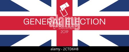 United Kingdom Election. General election 12th December 2019. British Union Jack flag. Vote. Stock Vector