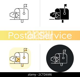 Mailbox chalk white icon Stock Vector