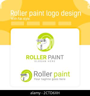 green paint logo design template isolated on white background. Roller paint logo design template with flat style for business and all project Stock Vector