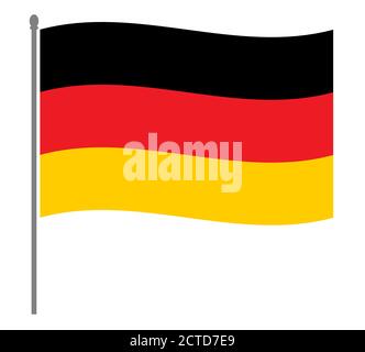 German flag on the flagpole icon symbol banner. Stock Vector
