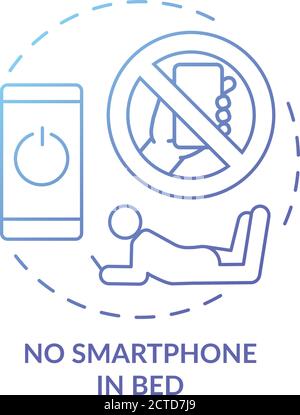 No smartphone in bed blue gradient concept icon Stock Vector