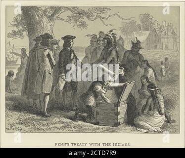 William Penn ; Penn's voyage up the Delaware ; Penn's treaty with the Indians., still image, Prints, 1777 - 1890 Stock Photo