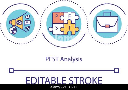 Political economic social technological analysis concept icon Stock Vector