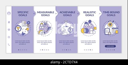 Smart goals definition onboarding vector template Stock Vector