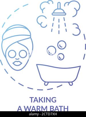 Taking warm bath blue gradient concept icon Stock Vector