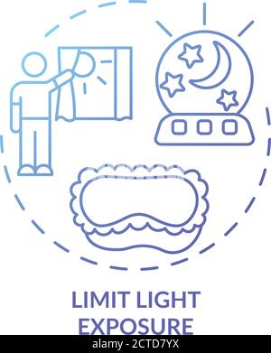 Limit light exposure blue gradient concept icon Stock Vector