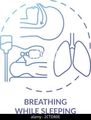 Breathing while sleeping blue gradient concept icon Stock Vector