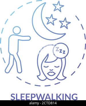Sleepwalking blue gradient concept icon Stock Vector
