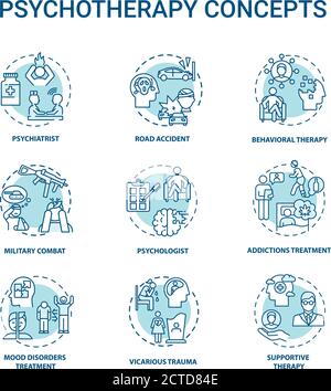Psychotherapy concept icons set Stock Vector
