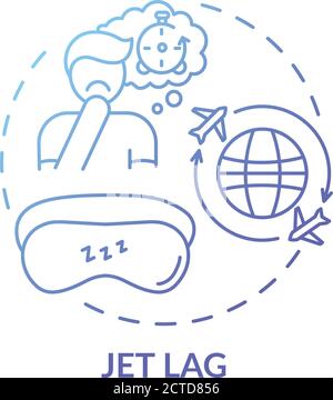 Jet lag blue gradient concept icon Stock Vector