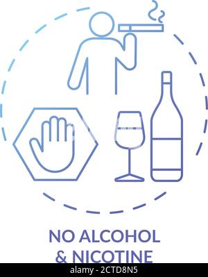 No alcohol and nicotine blue gradient concept icon Stock Vector
