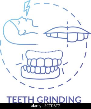 Teeth grinding blue gradient concept icon Stock Vector