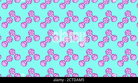 Dumbbells pattern on pastel background. Sport concept Stock Vector