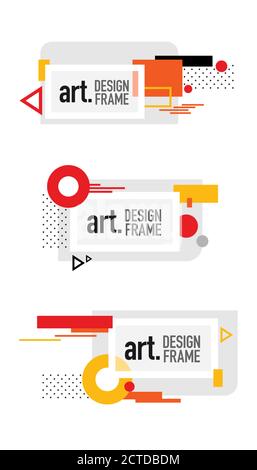 Horizontal geometric art frame template, banner template set in shape composition Stock Vector