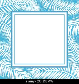 Blue and White Background for Christmas Holiday Design, Branches Silhouettes and Frame. Vector Stock Vector