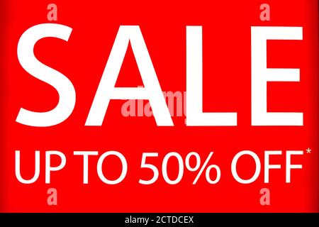 White sale inscription against red background Stock Photo