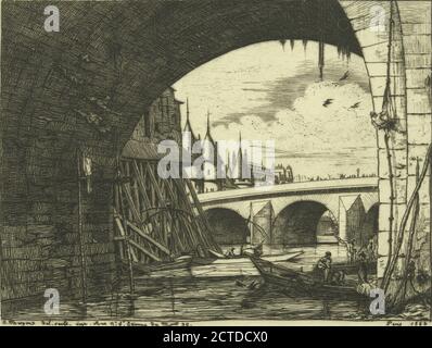 L'arche du Pont Notre-Dame., still image, Prints, 1853, Méryon, Charles (1821-1868 Stock Photo