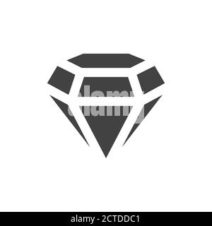 Diamond gemstone black vector icon. Simple diamond stone glyph symbol. Stock Vector