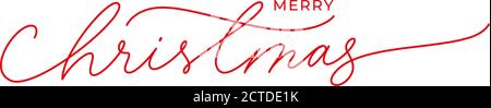 Merry Christmas vector brush pen red lettering. Stock Vector