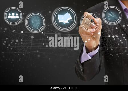 Businessman focused on case study. study online Stock Photo