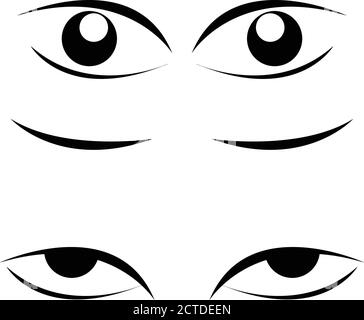 Eye for Cartoon Animation white background. eyes icon Design.Open and closed eyes images, sleeping eye shapes with eyelash,supervision and searching s Stock Vector