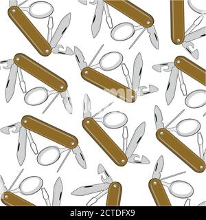 Vector illustration of the folding knife for tourist Stock Vector