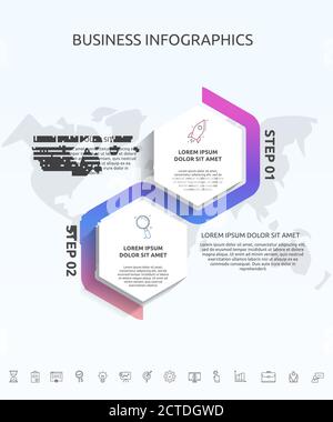Vector infographic template hexagons for 2 icons, diagram, graph, presentation Stock Vector