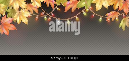 Autumn border with maple leaves Stock Vector