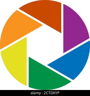 rainbow colored camera aperture symbol isolated on white vector illustration Stock Vector